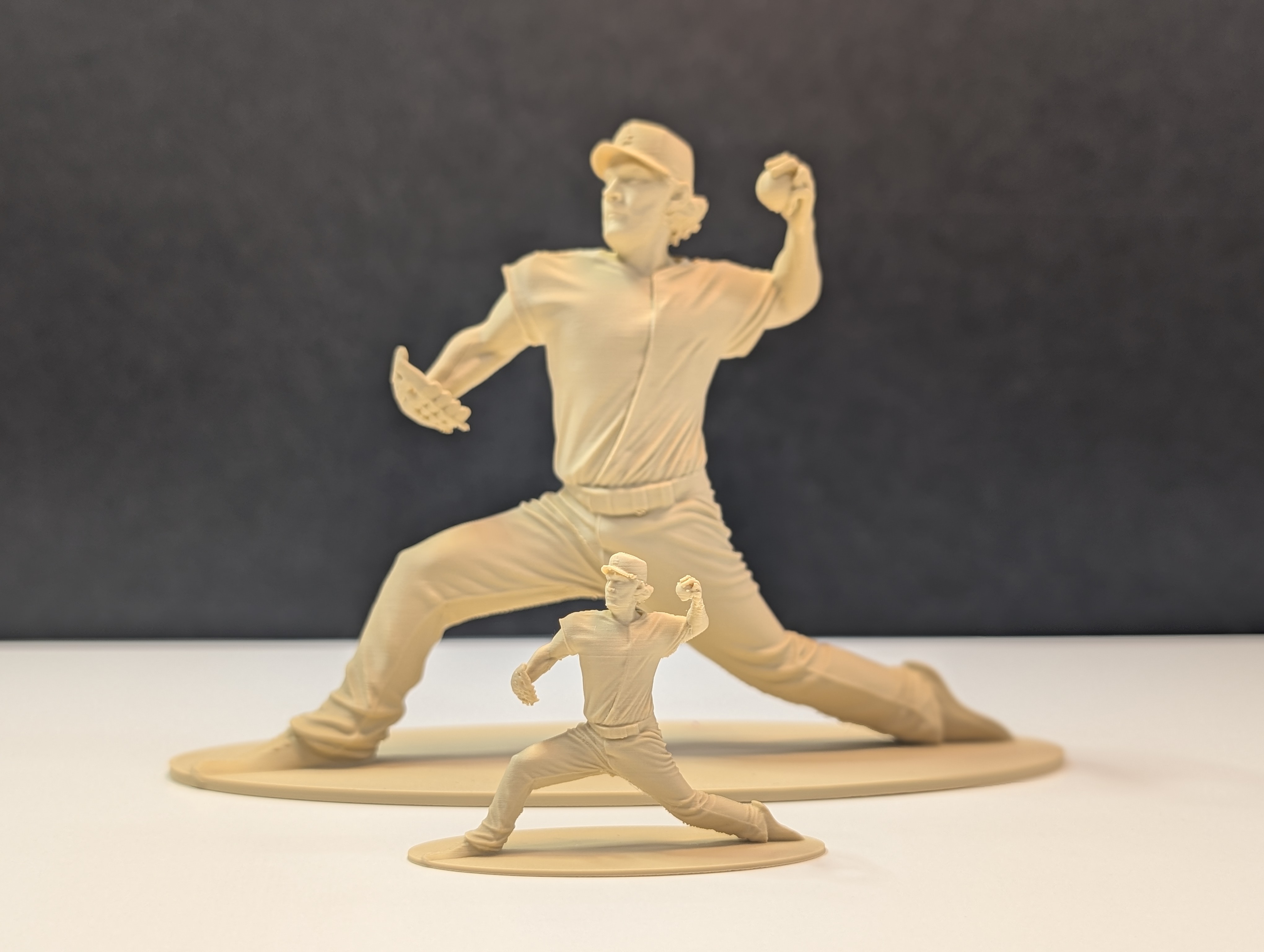 Pitcher figurines in full throwing motion