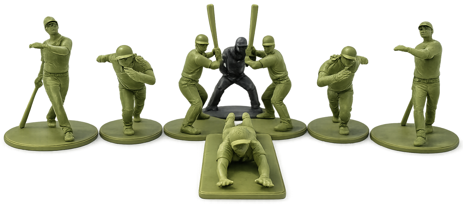 Green Team lineup of Baseball Army Men figurines
